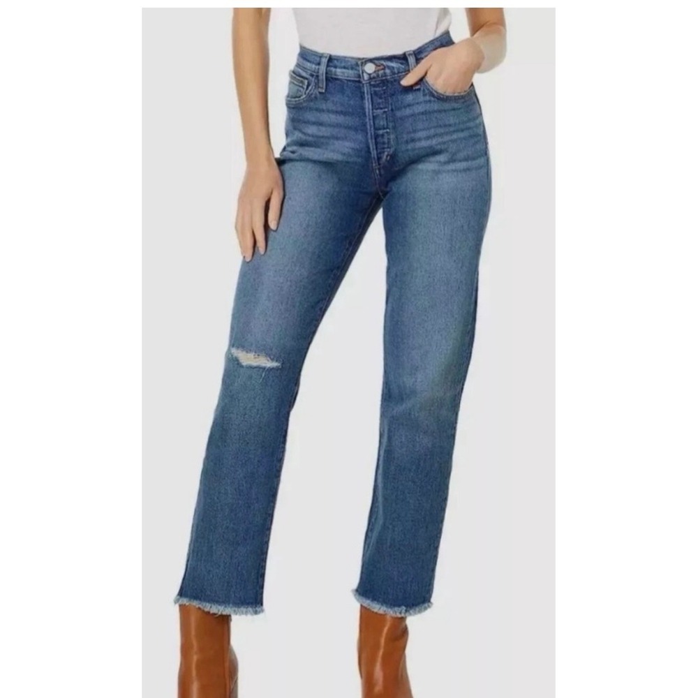 Joes Jeans The Honor High Rise Vintage Straight Leg Distressed Denim Bluesize 26
